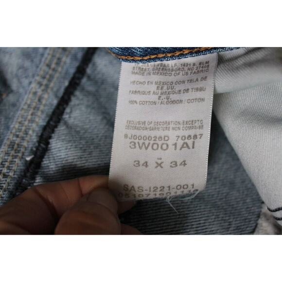 WRANGLER Riggs Workwear Jeans Mens 34x34 Blue Relaxed Fit Med. Fade Denim PHOTOS - Picture 13 of 13